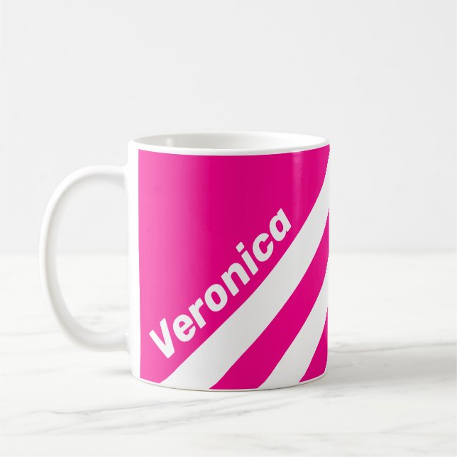 Retro Pink Lollipop Three Stripes with Name Kaffeetasse (Links)
