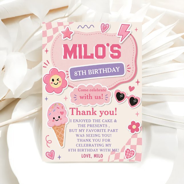 Retro Pink Mädchen Geburtstag Einladung (Von Creator hochgeladen)