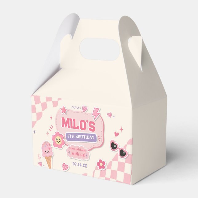 Retro-Pink-Mädchen-Geburtstag  Geschenkschachtel (Vorderseite)