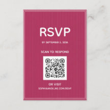 Retro Pink Magenta Pinstripe QR-Code Hochzeit RSVP