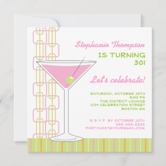 Retro Pink Martini Geburtstagsparty Einladung