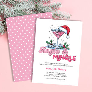 Retro Pink Martini Jingle & Mingle Weihnachtsfeier Einladung