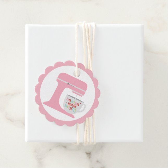 Retro Pink Mixer Baking Spirit's Helle Weihnachten Geschenkanhänger (Beispiel)