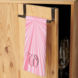 Retro Pink Muster Initialen Geschirrtuch