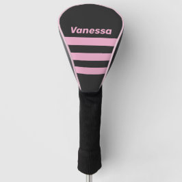 Retro Pink Night Three Across Striping with Name Golf Headcover