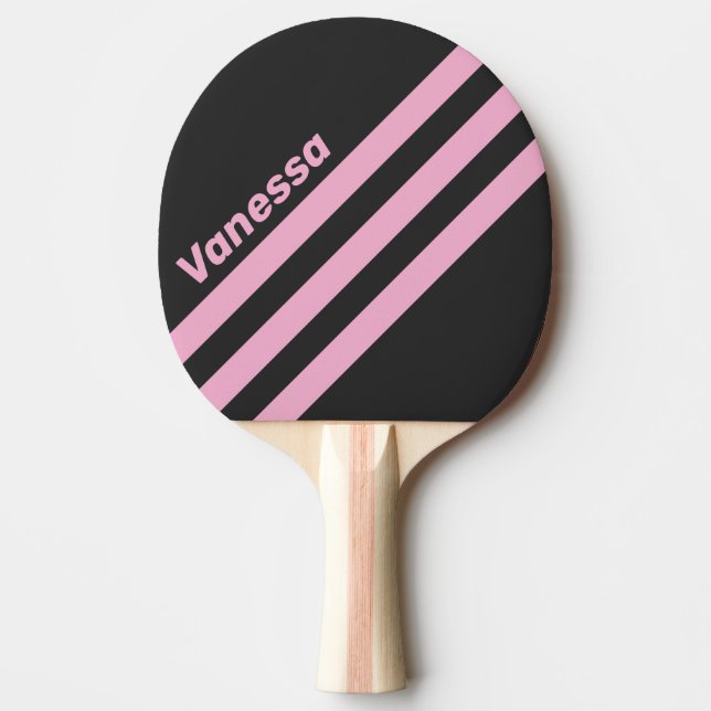 Retro Pink Night Three Angled Striping with Name Tischtennis Schläger (Vorderseite)