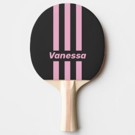 Retro Pink Night Three Pin Stripes with Name Tischtennis Schläger