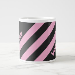Retro Pink Night Three Stripes with Name Jumbo-Tasse