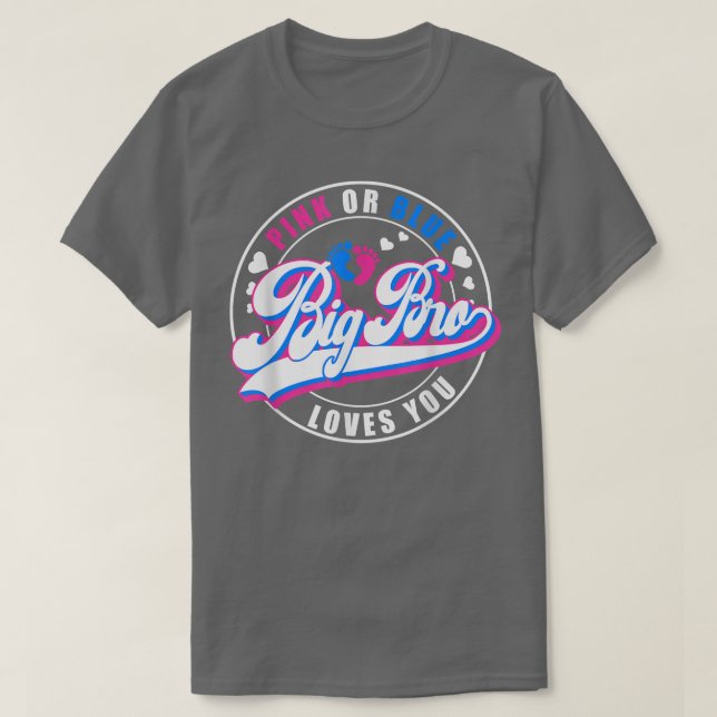 Retro Pink oder Blue Big Bro Lieben Sie Baby Gesch T-Shirt (Design vorne)