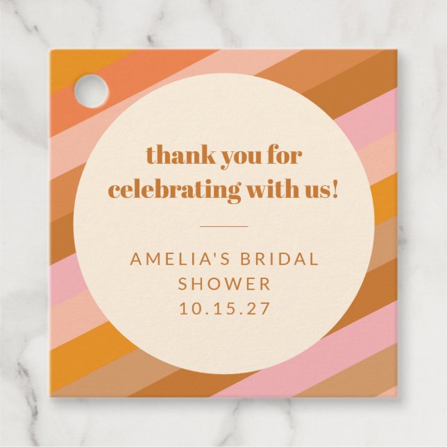 Retro Pink Orange Custom Brautparty Vielen Dank Geschenkanhänger (Vorderseite)