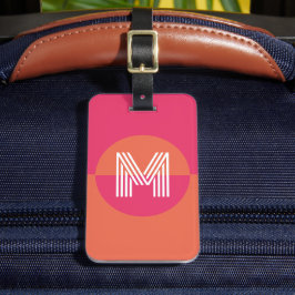 Retro Pink Orange Geometrisches Modernes Monogramm Gepäckanhänger