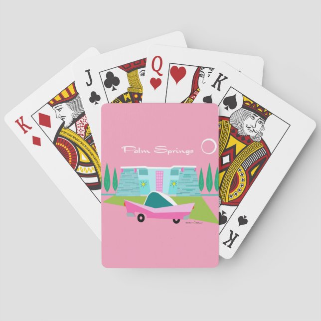 Retro Pink Palm Springs Classic Playing Cards Spielkarten (Rückseite)
