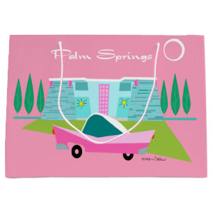 Retro Pink Palm Springs Geschenktasche Große Geschenktüte