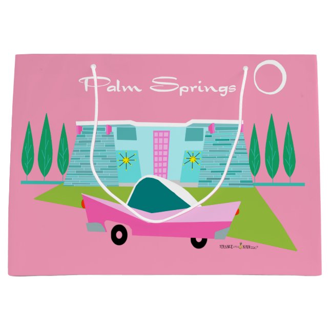 Retro Pink Palm Springs Geschenktasche Große Geschenktüte (Vorderseite)