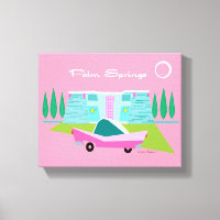 Retro Pink Palm Springs Gestrichen Canvas Print