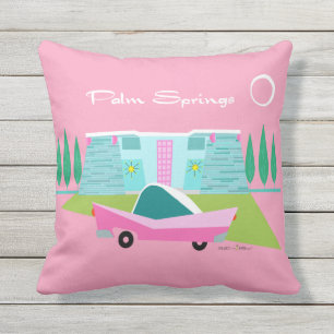 Retro Pink Palm Springs Kissen