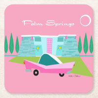 Retro Pink Palm Springs Paper Untersetzer