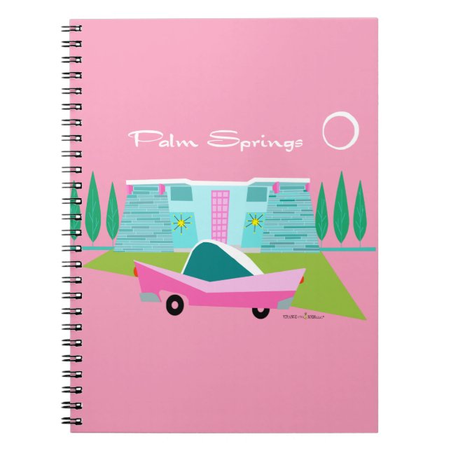 Retro Pink Palm Springs Spiral Foto Notebook Notizblock (Vorderseite)