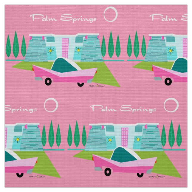 Retro Pink Palm Springs Stoff (Muster)