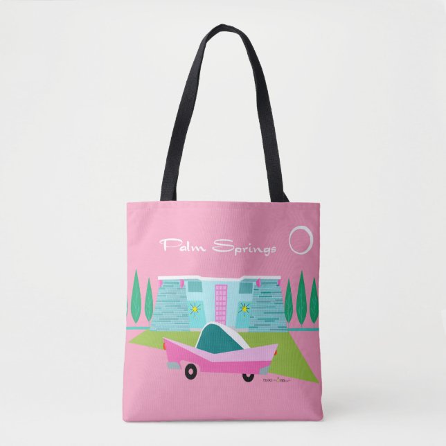 Retro Pink Palm Springs Tasche (Vorderseite)