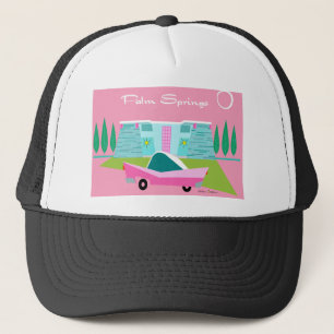 Retro Pink Palm Springs Trucker Hat Truckerkappe