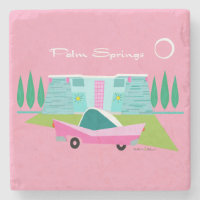 Retro Pink Palm Springs Untersetzer
