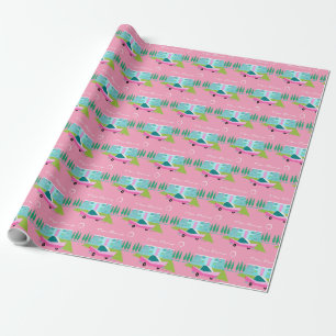 Retro Pink Palm Springs Wrapping Paper Geschenkpapier