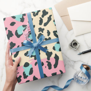 Retro Pink Pastel Leopard Spots Geschenkpapier