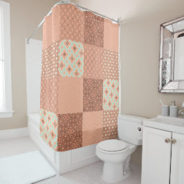 Retro Pink Patchwork Duschvorhang