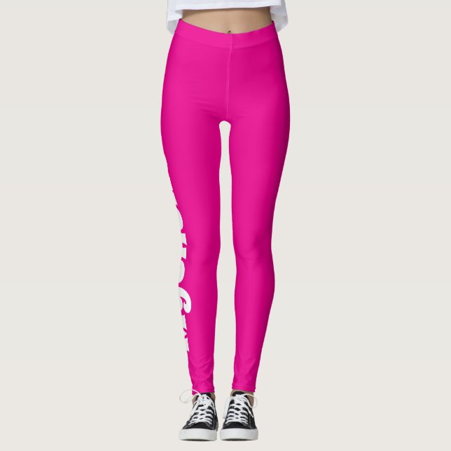 Retro Pink Personalisiert Yoga & Pilates Leggings (Vorderseite)