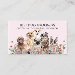 Retro Pink PetSitter Hunde Blumen Veterinär Visitenkarte