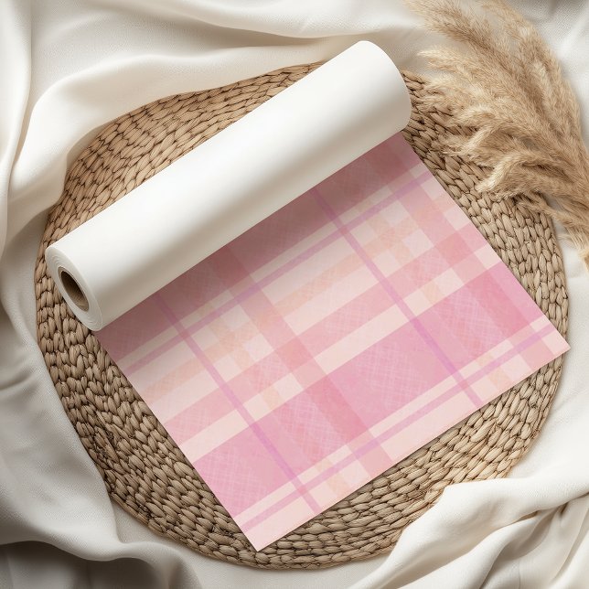 Retro Pink Plaid Whimsical Holiday  Seidenpapier (Von Creator hochgeladen)