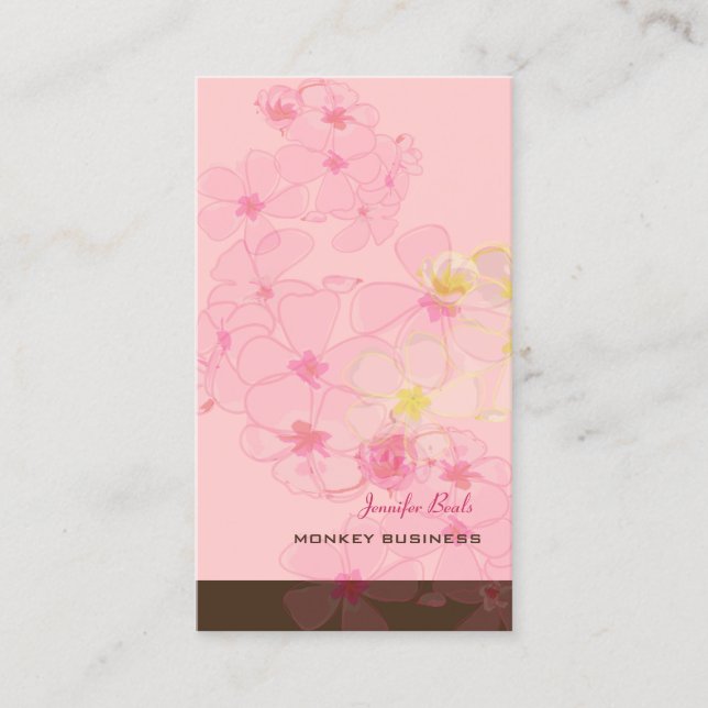 RETRO PINK PLUMERIAS/DICKE HINTERGRUND VISITENKARTE (Vorderseite)