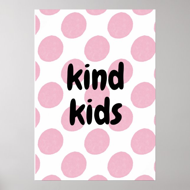 Retro Pink Polka Dot Pattern Modern Nursery Print Poster (Vorne)
