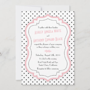 Retro Pink Polka Dots 1950er Hochzeitseinladung Einladung