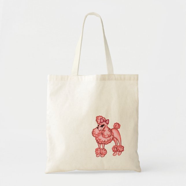 Retro Pink Poodle Beutel Tragetasche (Vorne)