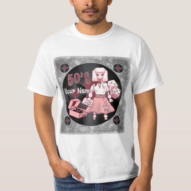Retro Pink Pudel  T-Shirt (Vorderseite)