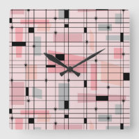 Retro Pink Raster und Sternexplosion Square Wall C