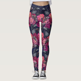 Retro Pink Raven Evermore mit Rose und Hawkmoths Leggings