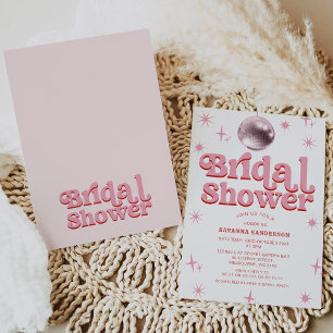 Retro Pink Red Disco Ball Brautparty Einladung