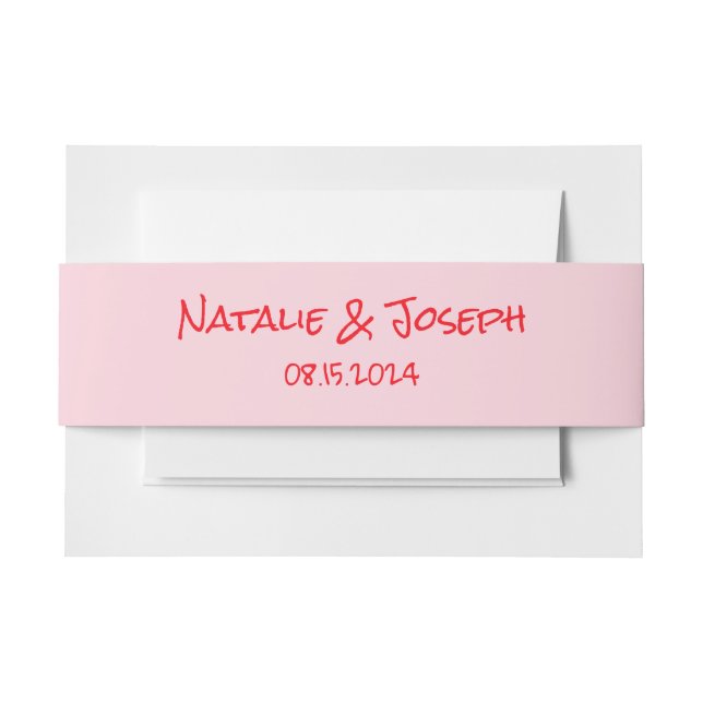 Retro Pink Red Hand Written Modern Funky Wedding Einladungsbanderole (Vorderseite Beispiel)