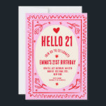 Retro Pink Red Handwriting 21St Birthday Party Einladung<br><div class="desc">Retro Pink Red Handwriting 21St Birthday Party</div>