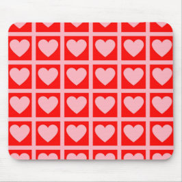 Retro Pink Red Heart Karo Y2K Muster Mousepad