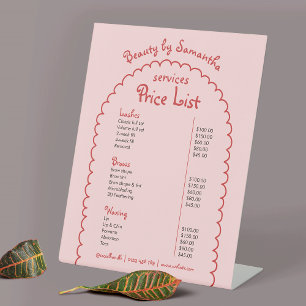 Retro Pink Red Whimsical Arch Girly Pricing Menu Sockelschild