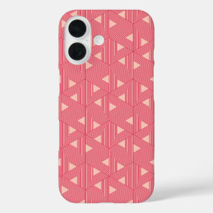 Retro Pink Sakura Japan Triangle Geometrie Muster iPhone 16 Hülle