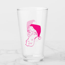 Retro Pink Santa Glas