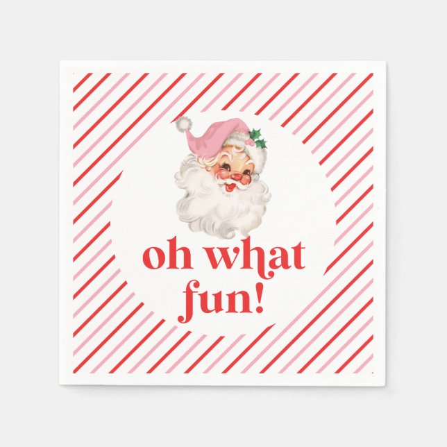 Retro Pink Santa Oh, was Spaß Serviette (Vorderseite)