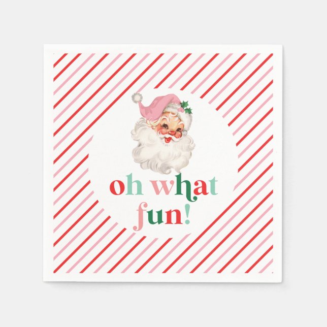 Retro Pink Santa Oh, was Spaß Serviette (Vorderseite)