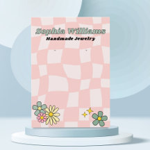 Retro Pink Schachbrett Earring Juwelier Display Ca