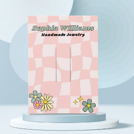 Retro Pink Schachbrett Haarnadenkarte Telefonnummerkarte